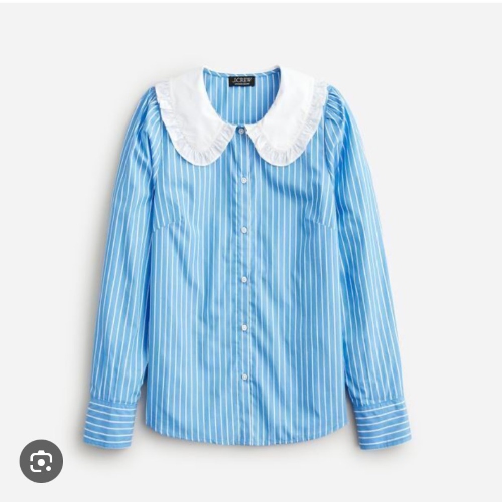 J. Crew Ruffle Collar Cotton Poplin Shirt